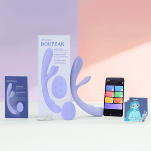 Duopeak + Leather 2-Strap On Dildo Harness - SAPHETTE