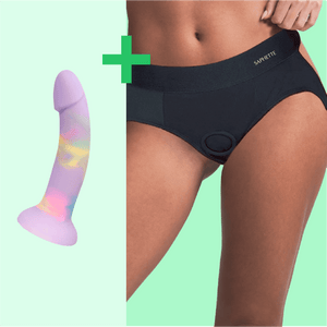 Flux Adjustable Strap-On+ Dildo Set – Sexy High-Cut Harness with Custom Fit | Saphette - SAPHETTE