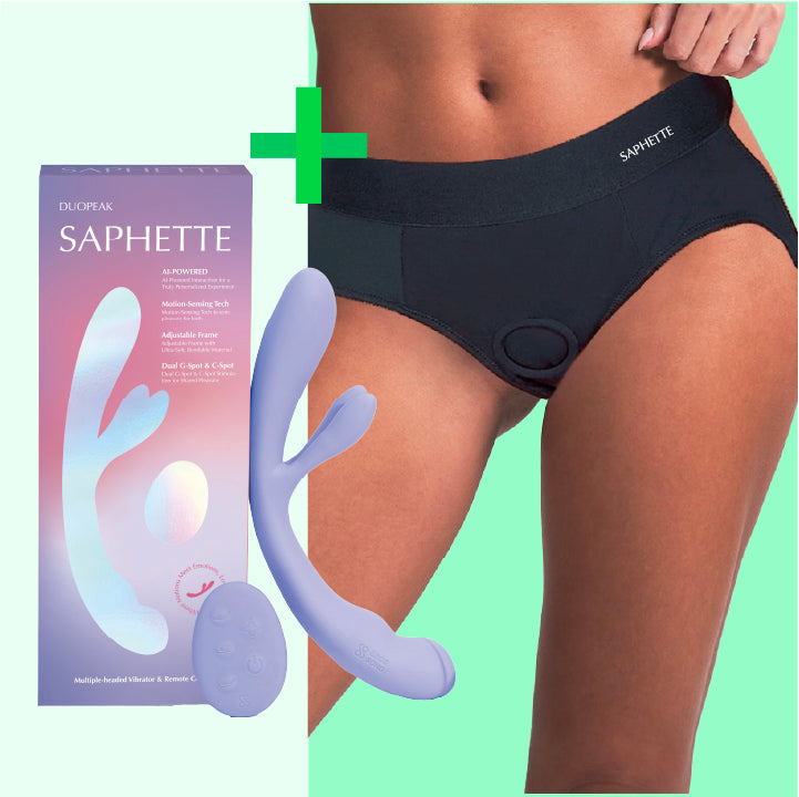Duopeak AI Vibrator + Flux Harness  Queer Strap-On Tech Bundle | SAPHETTE