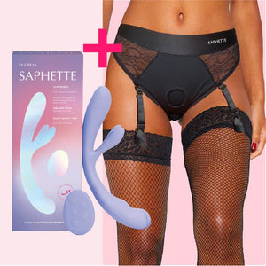 Duopeak AI Vibrator + Nocturne Lace Harness – Luxury Lingerie Bundle - SAPHETTE
