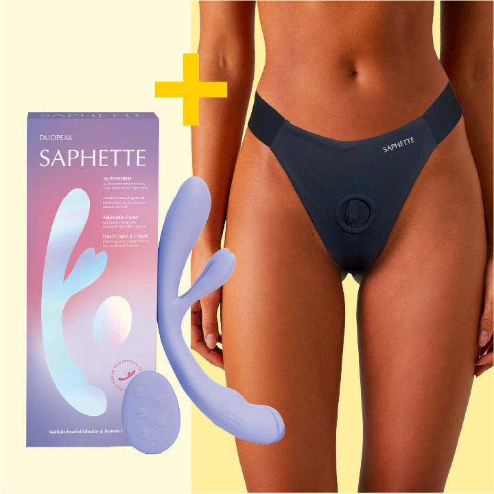 Duopeak AI Vibrator + Nova Harness – Adaptive Strap-On Set for Synced Pleasure - SAPHETTE