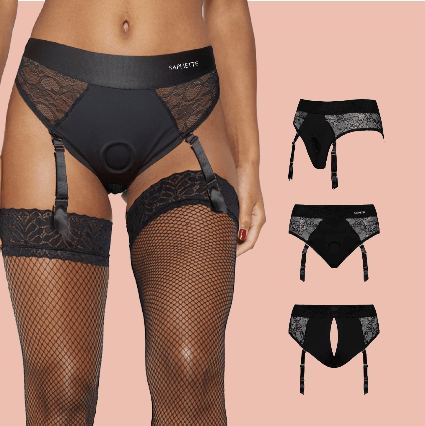 Nocturne Lace Strap-On Harness Queer Lingerie for Bold Play | SAPHETTE Nocturne Lace Strap-On Harness Queer Lingerie for Bold Play | SAPHETTE