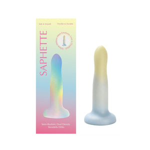 Blue and Yellow Strap-on Dildo - Suction cup base - SAPHETTE