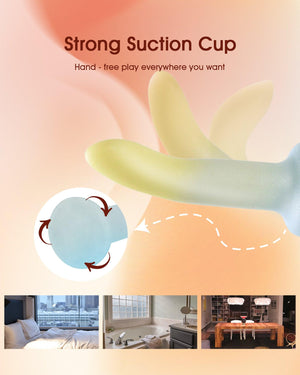 Blue and Yellow Strap-on Dildo - Suction cup base - SAPHETTE