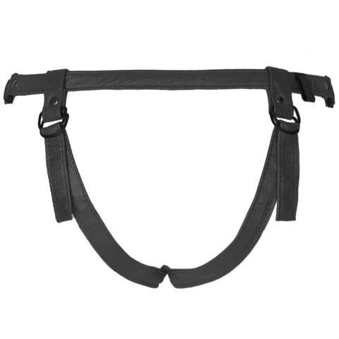 Duopeak + Leather 2-Strap On Dildo Harness - SAPHETTE