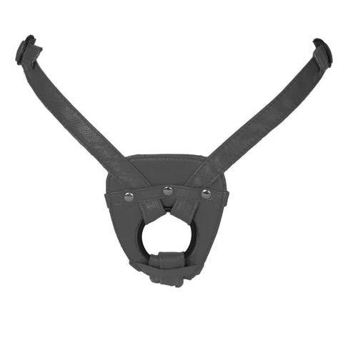 Duopeak + Leather 2-Strap On Dildo Harness - SAPHETTE